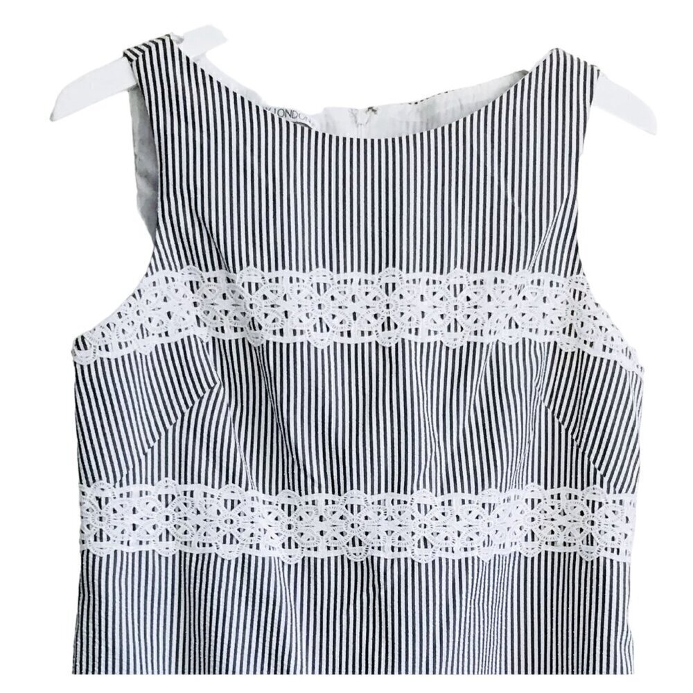 NWT Maggy London Striped Lace Trim Dress, size 10, Gray/white - Picture 7 of 12